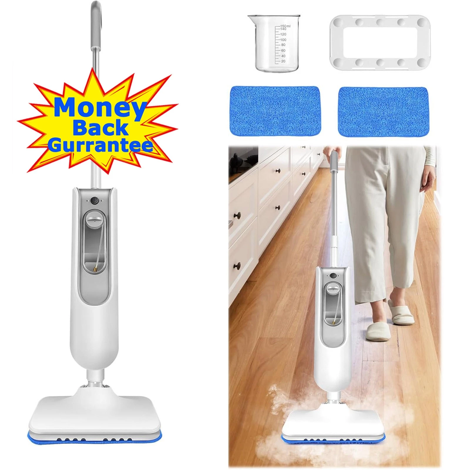 3500W Steam Cleaner Mop Upright & Handheld Floor Carpet Steamer 400ml Tank