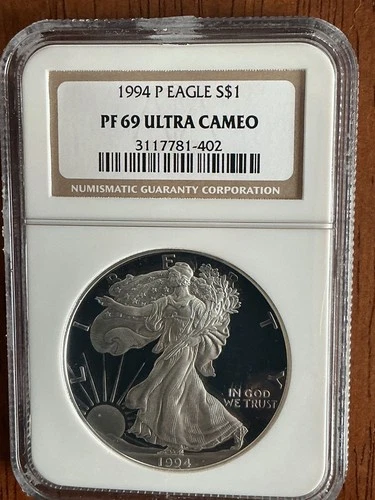 1994 P AMERICAN SILVER EAGLE NGC PF69 ULTRA CAMEO