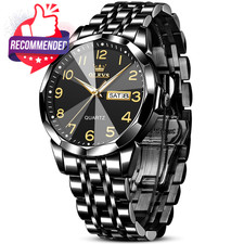 Mens Watch, Dress Stainless Steel Analog Quartz Watches For Men With Day Date