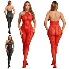 Women Shiny High Cut Thong Bodysuit Leotard One Piece Bikini Monokini Nightwear