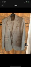 Vintage 1970s Mens Brown Herringbone Wool Suit C38" W32" L31" from West Germany