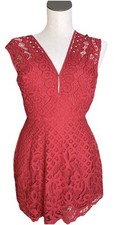 free people women s 0 brick red lace sleeveless V Neck mini dress P