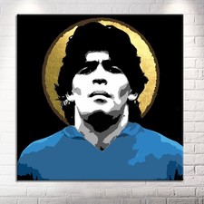 Quadro Dipinto a Mano Pop Art Maradona Ritratto Artistico Calcio Memorabilia
