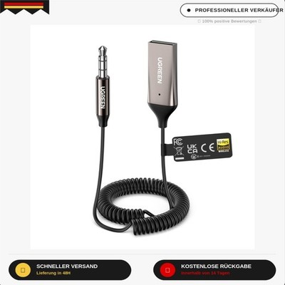 Aux Bluetooth 6.0 Adapter Car LDAC Bluetooth Receiver Jack | Hi-Res Gold Certifi