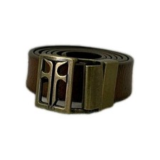FRYE Men s Brown Leather Belt Brass Buckle Logo Style 1863 Made in India 35 K1