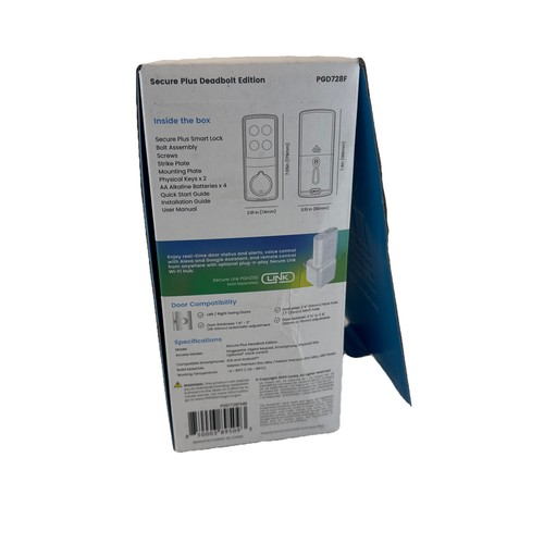 Cerradura de puerta inteligente con huellas dactilares Lockly Secure Plus Deadbolt negro mate PDG728F - Imagen 5 de 13