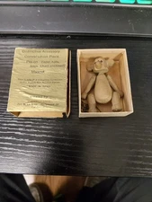 Vintage Zoo Line Match Box Wood Bear Figurine with Box Mid-Century Japan 1959