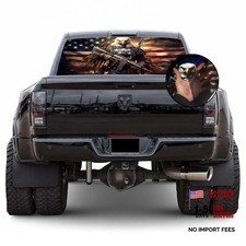 Truck Back Window Graphics - Bald Eagle American Flag Decal P546 - Usa Flag