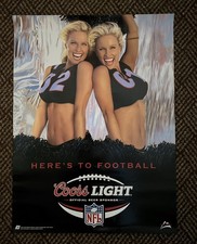 VTG RARE 2002 COORS LIGHT “HERE'S TO FOOTBALL”  BLONDE CHEERLEADERS BEER POSTER