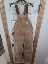 Carhartt Bib Overalls 40x32 RN 14806 Black Insulated