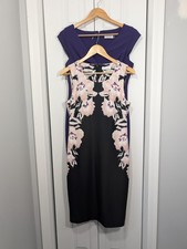 Calvin Klein Women's Size 6 Lot Of 2 Dresses Purple Black Pencil Knee Length