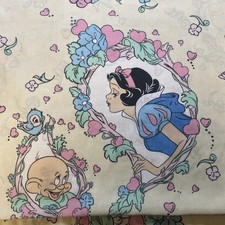 Vintage Snow White & Dopey Twin Flat Sheet Great for Upcycling Love Birds