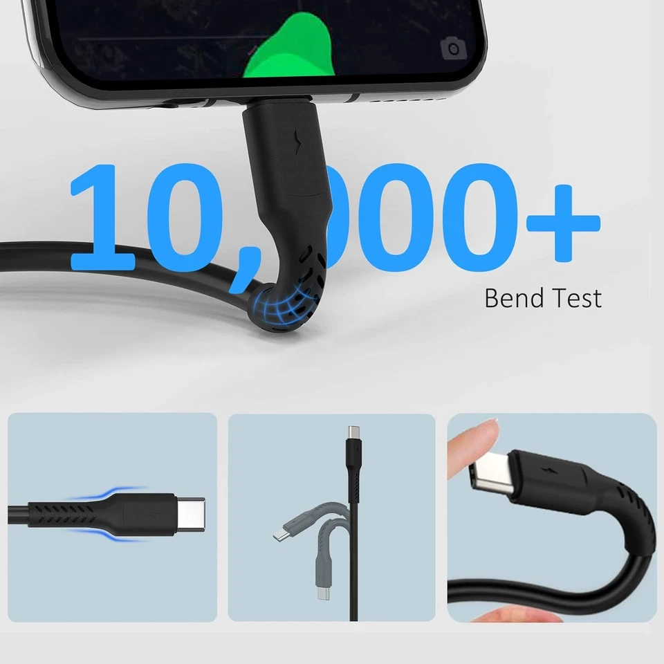 6 inch Short Fast Charging Cord, 5 Pack Durable USB A to 0.5 Feet, Black  - Image 4 of 4