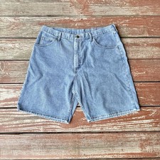 Vintage 90s Wrangler Denim Shorts Mens 38 Blue Light Wash Jean Jorts Relaxed Fit