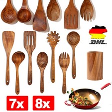 7 tlg Küchenhelferset Kücheng Kochbesteck Set Küche Kochlöffelset aus Holz