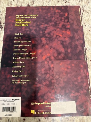 Yngwie Malmsteen The Best Of Guitar Tab Transcriptions Sheet Music Song Book CD - Picture 2 of 4