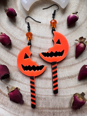 Gothic Kürbis Lutscher Ohrringe Trick R Treat Pumpkin Lutscher Halloween Horror