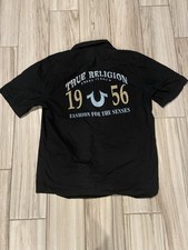 True Religion Men's Vintage Y2K Made In USA Black Button Up Shirt XL