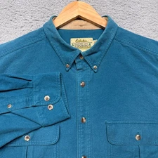 Cabela's Deerskin Soft Chamois Shirt Mens 2XLT Blue Green Heavyweight Flannel
