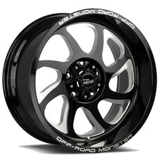 20x10 Off-road Monster Wheels M22 Gloss Black Milled Rims 4pcs