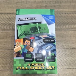 Minecraft 4 Piece Full Sheet Set Microfiber Steve Alex Pictorial Video Game