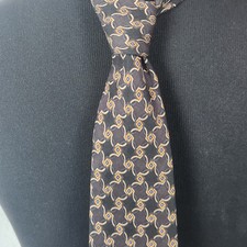 J.Z. Richards Silk Black Gold Check Necktie - Extra Long, Made in USA 62"X4"