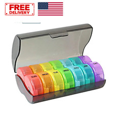 Weekly Pill Organizer 7 Day AM PM Medicine Vitamin Case Portable Pill Box