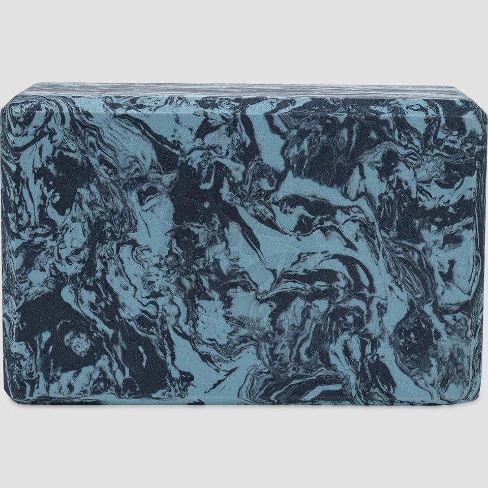 4" Foam Yoga Block - Marbled Surf Blue - strong and stable, beveled edges for... - Image 2 of 3
