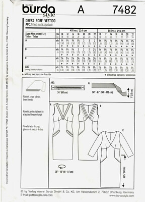 Burda 7482 Misses Dresses Sewing Pattern Uncut Size 10-22 | eBay Burda 7482 Misses Dresses Sewing Pattern Uncut Size 10-22 | eBay