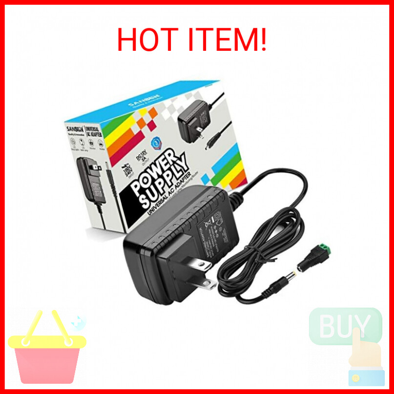 12V 2A Power Supply Adapter, SANSUN 120VAC to 12VDC Transformer with 5.5x2.1mm D