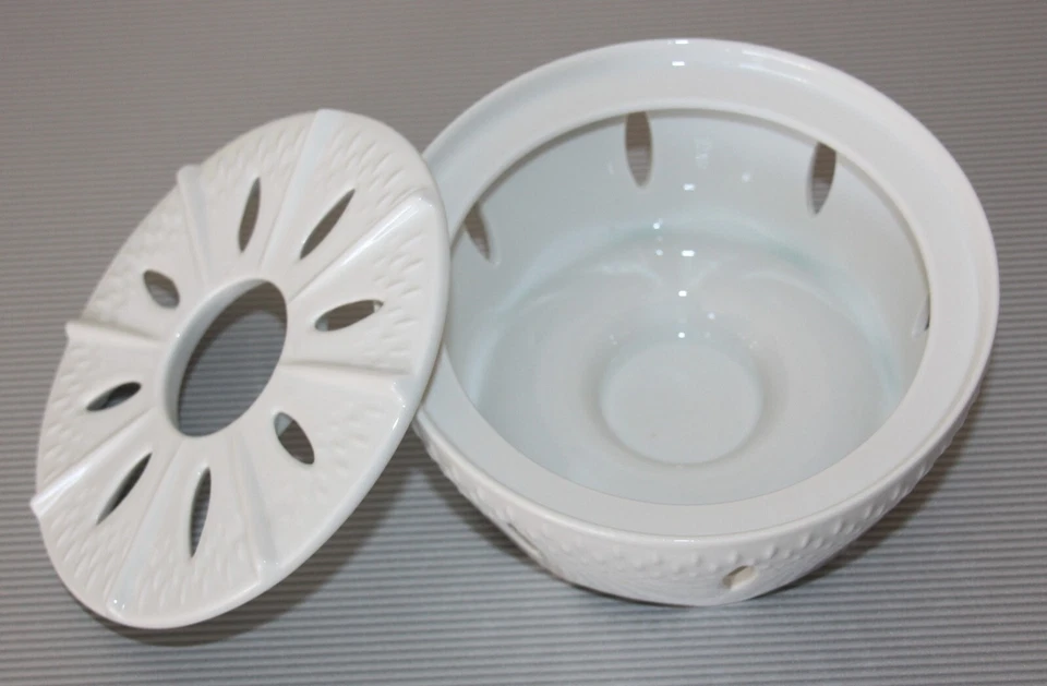 Edelstein Bavaria Stövchen weiß - Rechaud mit Reiskorn-Relief - Bild 3 von 4