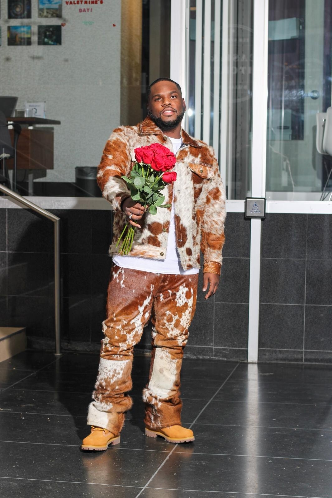 PONY Set giacca e pantaloni in pelle con capelli di cavallo da uomo vestito pelliccia di vacchetta western