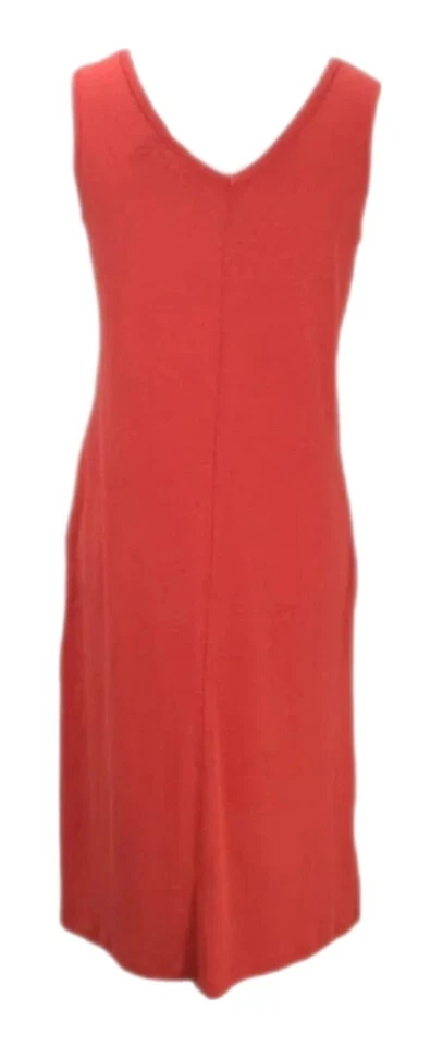 Vestido midi sin mangas LOGO Lori Goldstein para mujer talla mediana rojo mezcla de lino con bolsillos Foto 2 de 4