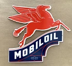 VINTAGE LARGE 17.5x16" MOBILOIL MOBILGAS PEGASUS GAS PORCELAIN MOTOR OIL SIGN
