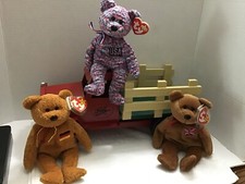 Lot Of Three Beanie Babies Germania, Britainnia, USA Truck Not Included 