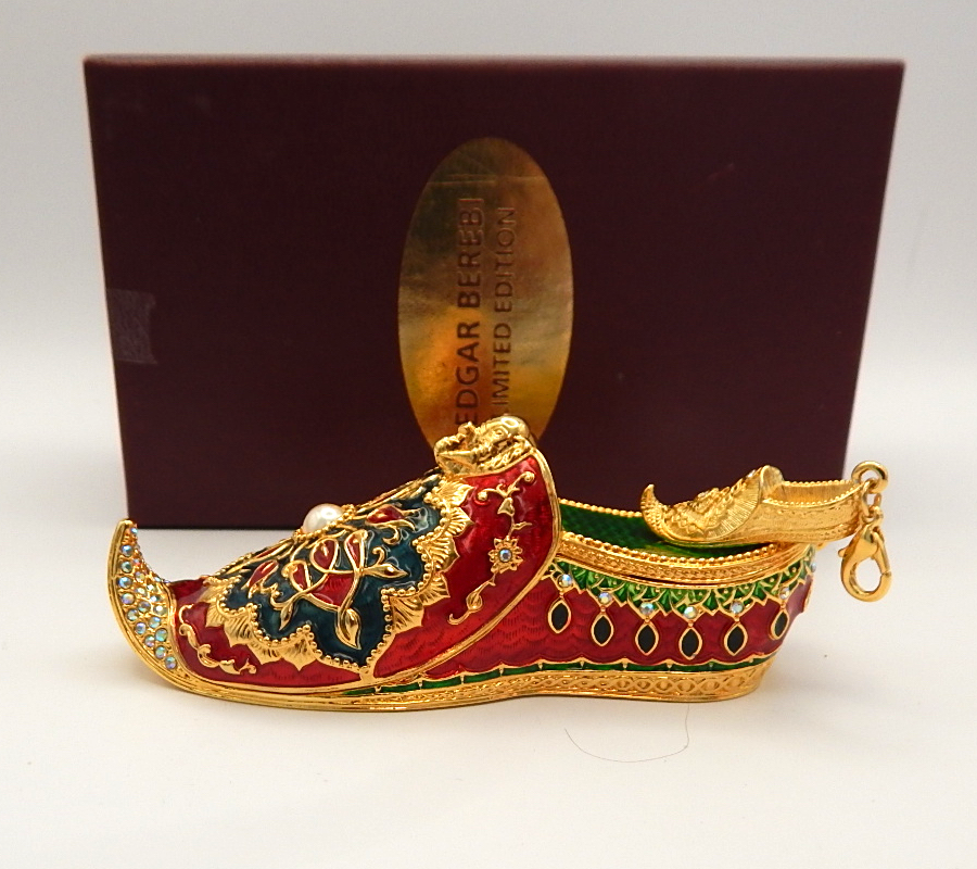 Vintage Edgar Berebi LTD Edition Rhinestone Pearl Enamel Trinket Box Shoe&Charm eBay