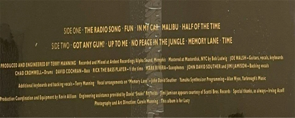 Joe Walsh Got Any Gum? LP SEALED NOS Warner Bros. Classic Rock (1987) - Image 3 of 3