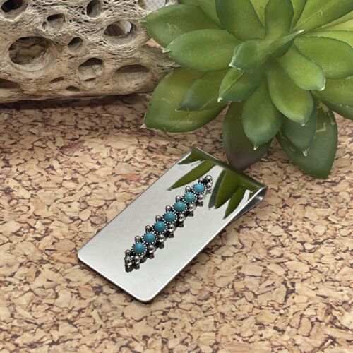 Dad Son Gift Native American Money Clip Stainless Steel Arrow Quality Turquoise - Picture 4 of 10