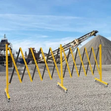 16.4Ft Industrial Expandable Metal Barricade Safety Barrier Yellow And Black