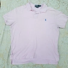 Polo Ralph Lauren Men Polo Shirt Light Pink w Blue Pony Logo XL Soft