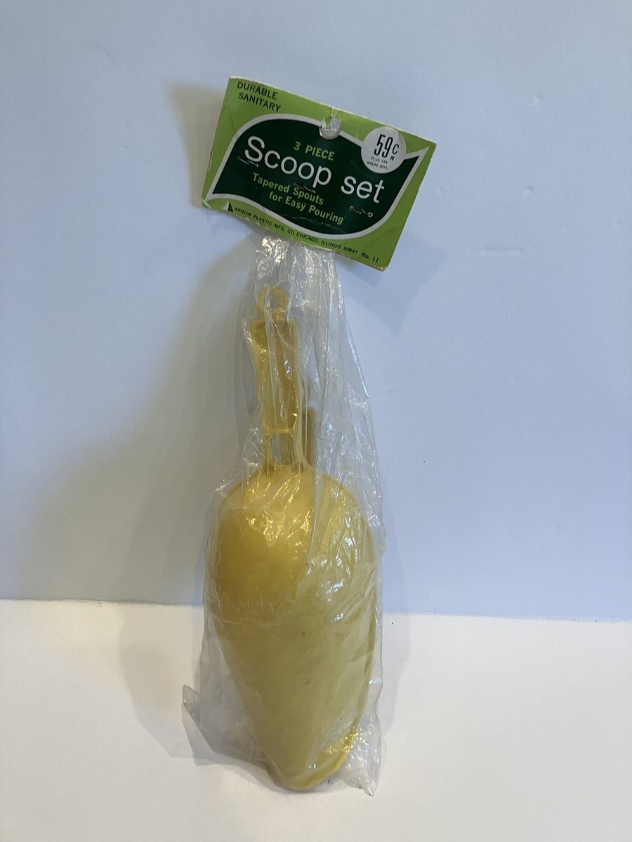NOS Vintage Arrow Plastic 3 Piece Scoop Set New Sealed In Package