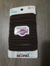 NEW Scunci 24 Brown THICK HAIR Stretch Ponytail Holders Ties Brunette HTF NOS