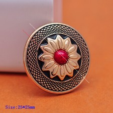 10PC Gold Sun Flower RED Turquoise Leathecraft Saddle Tack Conchos Screwback 1"