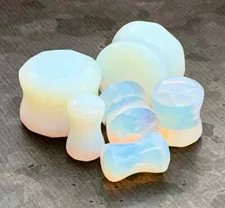 PAIR Faceted Opalite Plugs Gauges Earlets Tunnels Glass Stone Body Jewelry