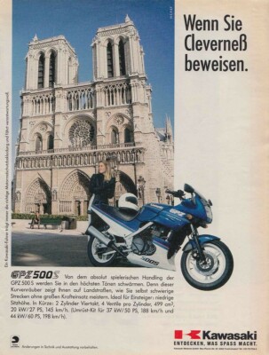 Kawasaki GPZ 500 S - Reklame Werbeanzeige Original-Werbung 1990