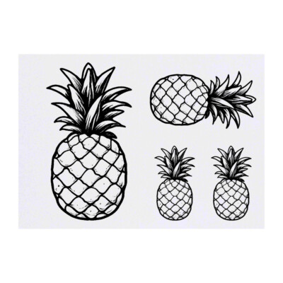 4 x Temporäre Tattoos ''Einzelne Ananas'' (TO00080568)