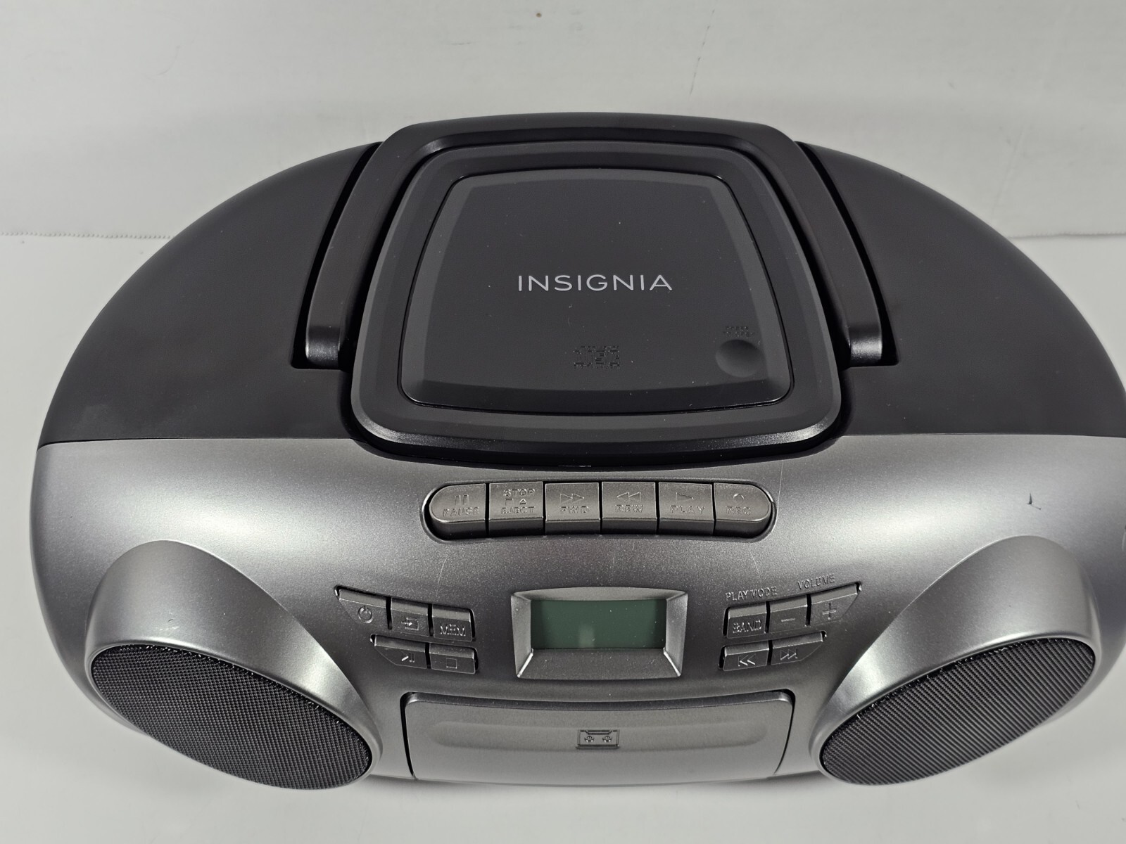 Insignia- AM/FM Radio Portable CD Boombox with Bluetooth - Silver/Black ...