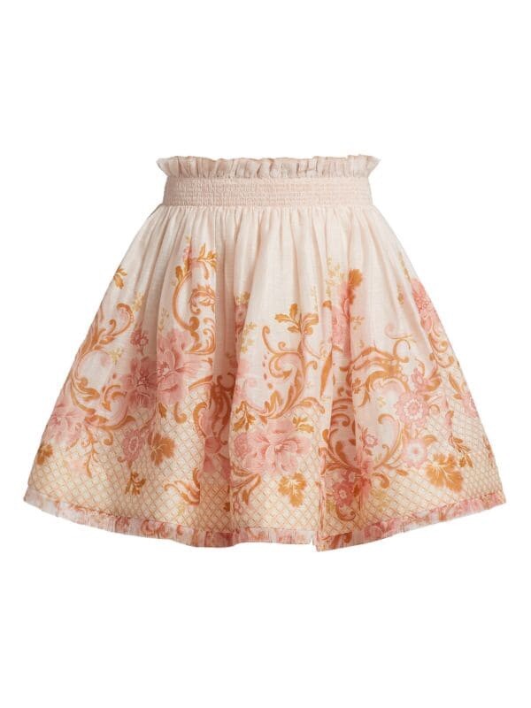 NWT $695 Zimmermann Postcard Floral Swirl Silk Linen Mini