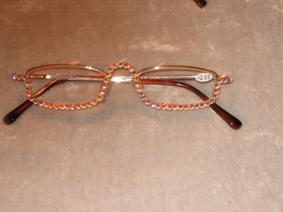 Made with Swarovski Crystal Jeweled Reading Glasses Bling +2.00 Frames