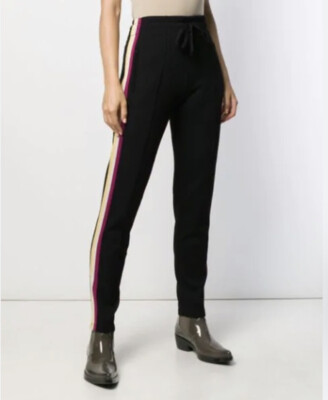 Isabel Marant High Rise Knit Docia Side Stripe Lounge Pants Black Size 34 US XS